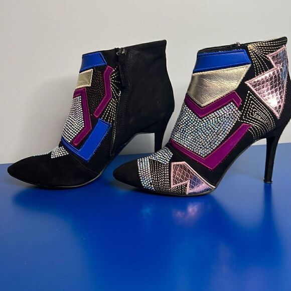 Giuseppe Zanotti Crystals Patchwork Ankle Boots - Picture 4 of 16